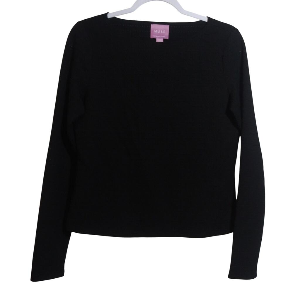 Muse Republic Clothing Black Knit Textured Lightweight Top Size Small